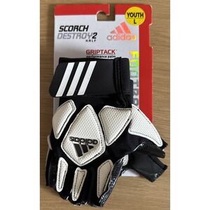 ADIDAS Scorch Destroy 2‎ Half Black White Football Linemans Gloves Youth Large